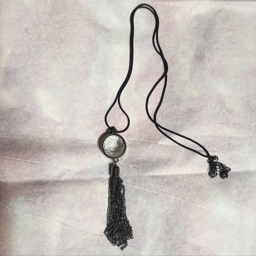 Black Tassle Pendant Necklace